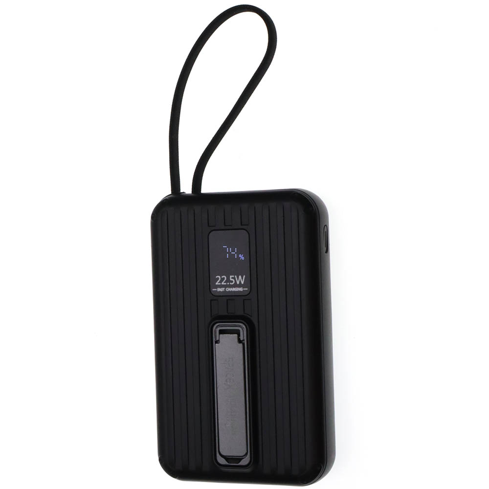 Внешний портативный аккумулятор, SPACEX SP-037, 10000 mAh, 22.5W, PD22.5W, LED дисплей, держатель, магнитная зарядка, цвет черный