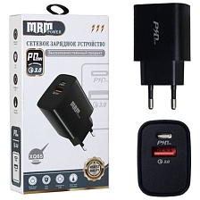 СЗУ (Сетевое зарядное устройство) MRM XQ65, PD20W, USB QC 3.0, цвет черный
