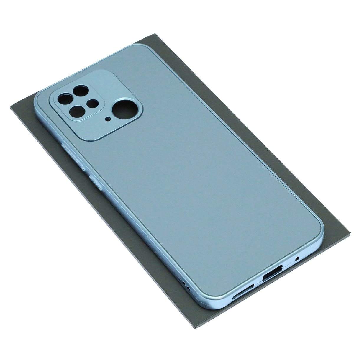 Чехол накладка для XIAOMI Redmi 10C, POCO C40, защита камеры, силикон, пластик, цвет серо голубой