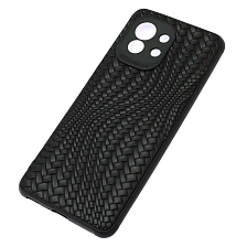 Чехол накладка для XIAOMI Mi 11, силикон, плетение, цвет черный Чехол накладка для XIAOMI Mi 11, силикон, плетение, цвет черный