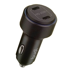 АЗУ (Автомобильное зарядное устройство) BUDI CC632RB 60W, PD30W, 2 Type C, цвет черный АЗУ (Автомобильное зарядное устройство) BUDI CC632RB 60W, PD30W, 2 Type C, цвет черный