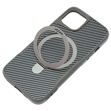 Чехол накладка Sky Armor с поддержкой MagSafe для APPLE iPhone 13, iPhone 14, подставка, карбон, цвет серый