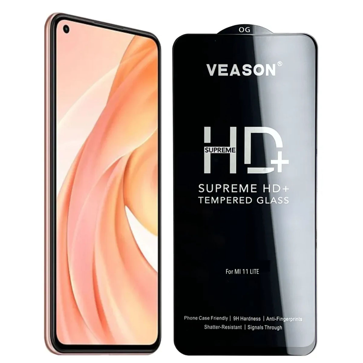 Защитное стекло VEASON HD+ для XIAOMI Mi 11 Lite, цвет окантовки черный