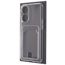 Чехол накладка CARD CASE для OPPO Reno 8T, силикон, отдел для карт, цвет прозрачный Чехол накладка CARD CASE для OPPO Reno 8T, силикон, отдел для карт, цвет прозрачный
