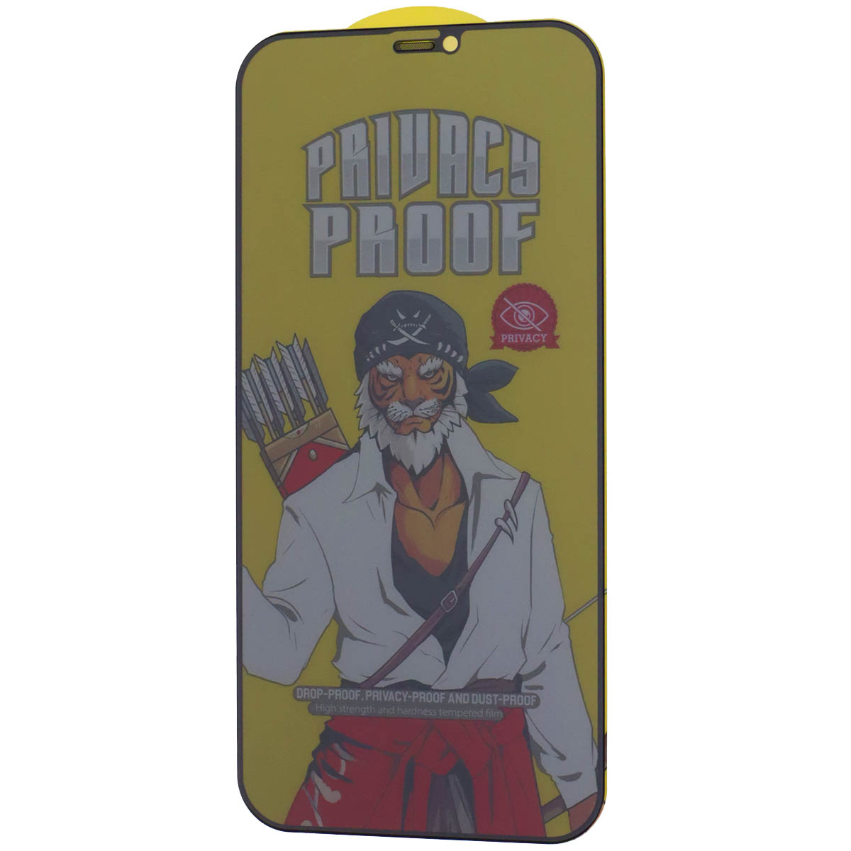 Защитное стекло Антишпион PRIVACY PROOF для APPLE iPhone 12 Pro Max (6.7"), с сеточкой на динамике, цвет окантовки черный