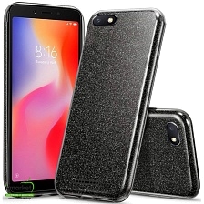 Чехол накладка Shine для XIAOMI Redmi 6A, силикон, блестки, цвет черный Чехол накладка Shine для XIAOMI Redmi 6A, силикон, блестки, цвет черный