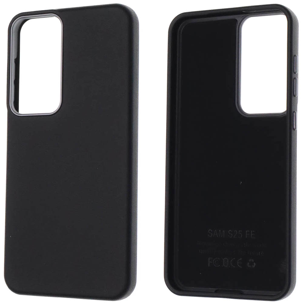 Чехол накладка VICTORIA для SAMSUNG Galaxy S25 FE, силикон, пластик, текстура кожи, бархат, цвет черный