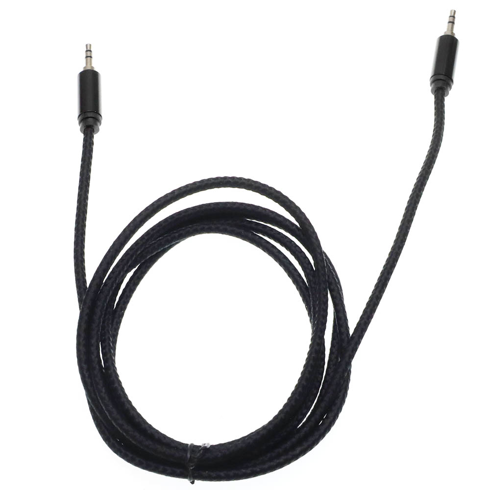 Кабель AUX (jack 3.5 - jack 3.5), 3 метра, нейлон, цвет черный