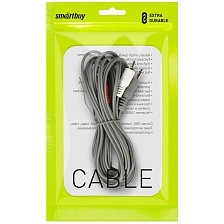 Кабель SMARTBUY AUX 3.5 Jack (M) 3-pin на 2RCA (M), 1.8 метра, цвет серый Кабель SMARTBUY AUX 3.5 Jack (M) 3-pin на 2RCA (M), 1.8 метра, цвет серый