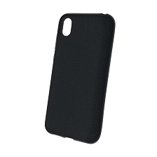 Чехол накладка для HUAWEI Honor 8S, Y5 2019, силикон, под кожу, цвет черный.