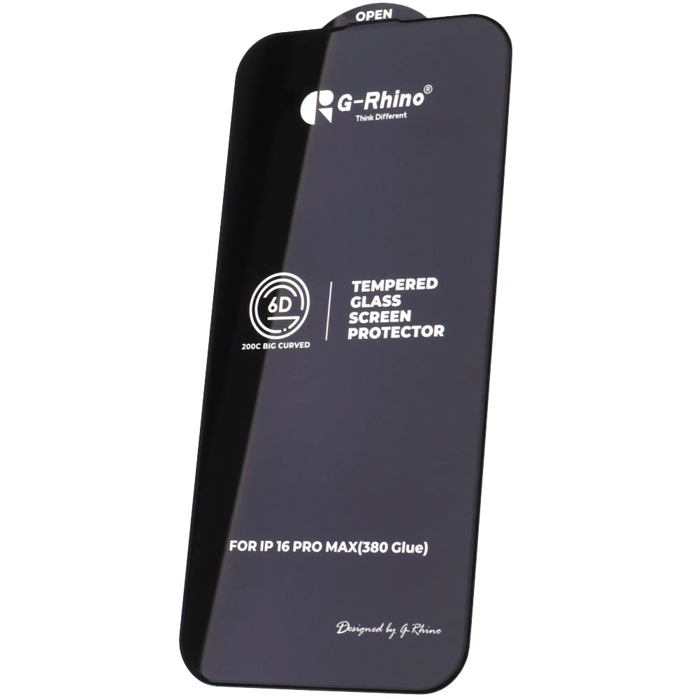Защитное стекло 6D G-Rhino 200C для APPLE iPhone 16 Pro Max, цвет окантовки черный (Тип 2)