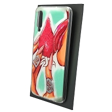 Чехол накладка для SAMSUNG Galaxy A70 (SM-A705), силикон, глянцевый, блестки, рисунок Девушка с клубникой Чехол накладка для SAMSUNG Galaxy A70 (SM-A705), силикон, глянцевый, блестки, рисунок Девушка с клубникой
