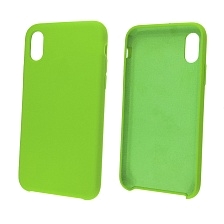 Чехол накладка Silicon Case для APPLE iPhone XS, силикон, бархат, цвет светло зеленый.
