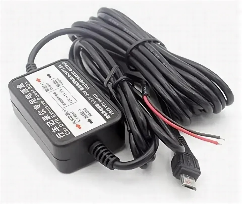 АЗУ (Автомобильное зарядное устройство) адаптер прямого подключения к бортовой сети 12V/24V (5V-2A), с кабелем micro USB, длина 3 метра для видеорегистратора или GPS навигатора