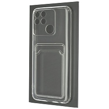 Чехол накладка CARD CASE для Realme Narzo 50A, силикон, отдел для карт, цвет прозрачный