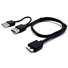 Кабель соединительный USB 3.0 A на microUSB B для подключения внешнего HDD и SSD, длина 45 см, цвет черный