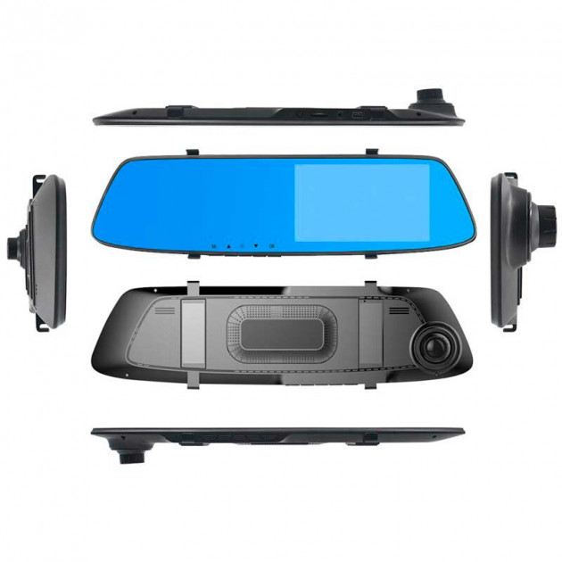 Автомобильное зеркало видеорегистратор L1001C, две камеры, цвет черный (распродажа -30%)