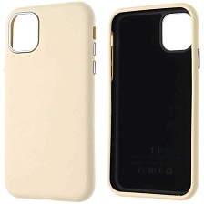 Чехол накладка для APPLE iPhone 11 (6.1"), силикон, пластик, текстура кожи, бархат, цвет молочный Чехол накладка для APPLE iPhone 11 (6.1"), силикон, пластик, текстура кожи, бархат, цвет молочный