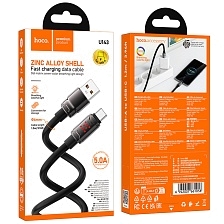 Кабель HOCO U143 Joy USB A на USB Type C, 5A, длина 1.2 метра, RGB подсветка, цвет черный
