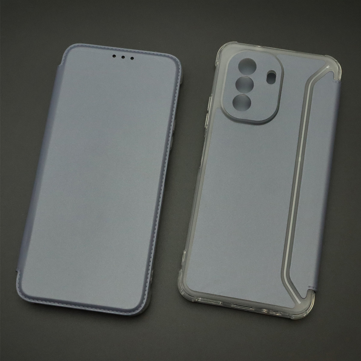 Чехол книжка для HUAWEI Nova Y70, экокожа, визитница, цвет темно серебристый