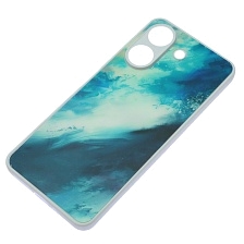 Чехол накладка для XIAOMI Redmi 13C, POCO C65, пластик, силикон, защита камеры, рисунок Морская бирюза