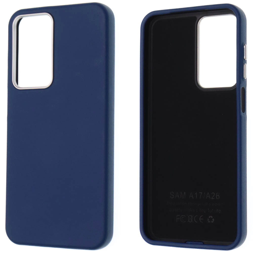 Чехол накладка VICTORIA для SAMSUNG Galaxy A17, A26 5G, силикон, пластик, текстура кожи, бархат, цвет темно синий