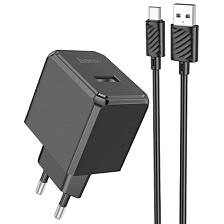 СЗУ (Сетевое зарядное устройство) с кабелем USB Type C HOCO CS11A, 10W, 1 USB, цвет черный СЗУ (Сетевое зарядное устройство) с кабелем USB Type C HOCO CS11A, 10W, 1 USB, цвет черный