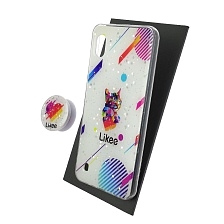 Чехол накладка для SAMSUNG Galaxy A10 (SM-A105), силикон, фактурный глянец, с поп сокетом, рисунок Likee Чехол накладка для SAMSUNG Galaxy A10 (SM-A105), силикон, фактурный глянец, с поп сокетом, рисунок Likee