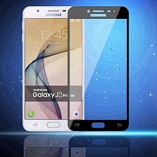 Стекло защитное "4D/5D" для Samsung J2 Prime, цвет окантовки черный.
