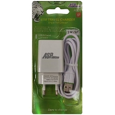 СЗУ (Сетевое зарядное устройство) ASPsmcon A001 с кабелем Lightning 8 pin, 2.1A, 1 USB, длина 1 метр, цвет белый СЗУ (Сетевое зарядное устройство) ASPsmcon A001 с кабелем Lightning 8 pin, 2.1A, 1 USB, длина 1 метр, цвет белый