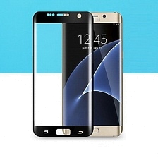 Защитное стекло зеркальное для SAMSUNG S7 EDGE черный.