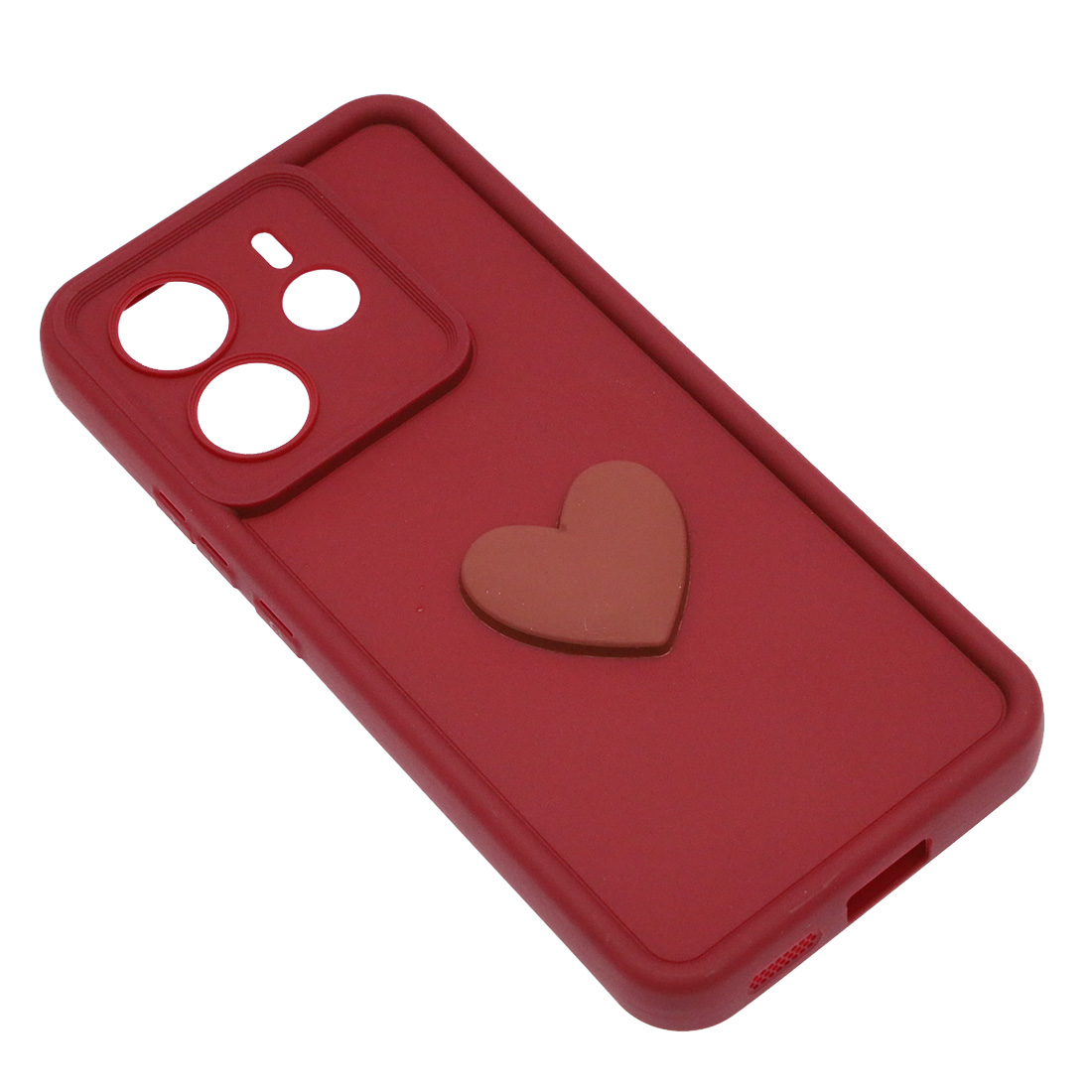 Чехол накладка для XIAOMI REDMI NOTE 14, силикон, 3D сердце, защита камеры, бортики, цвет бордовый Чехол накладка для XIAOMI REDMI NOTE 14, силикон, 3D сердце, защита камеры, бортики, цвет бордовый
