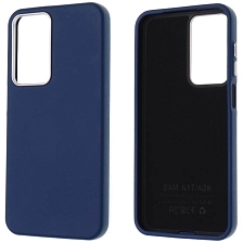 Чехол накладка VICTORIA для SAMSUNG Galaxy A17, A26 5G, силикон, пластик, текстура кожи, бархат, цвет темно синий