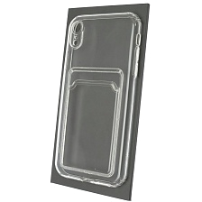 Чехол накладка CARD CASE для APPLE iPhone XR, силикон, отдел для карт, цвет прозрачный Чехол накладка CARD CASE для APPLE iPhone XR, силикон, отдел для карт, цвет прозрачный