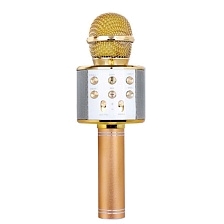 Колонка портативная, караоке-микрофон HAND HELD KTV WS-858 (Bluetooth, microSD, USB), цвет золотистый Колонка портативная, караоке-микрофон HAND HELD KTV WS-858 (Bluetooth, microSD, USB), цвет золотистый