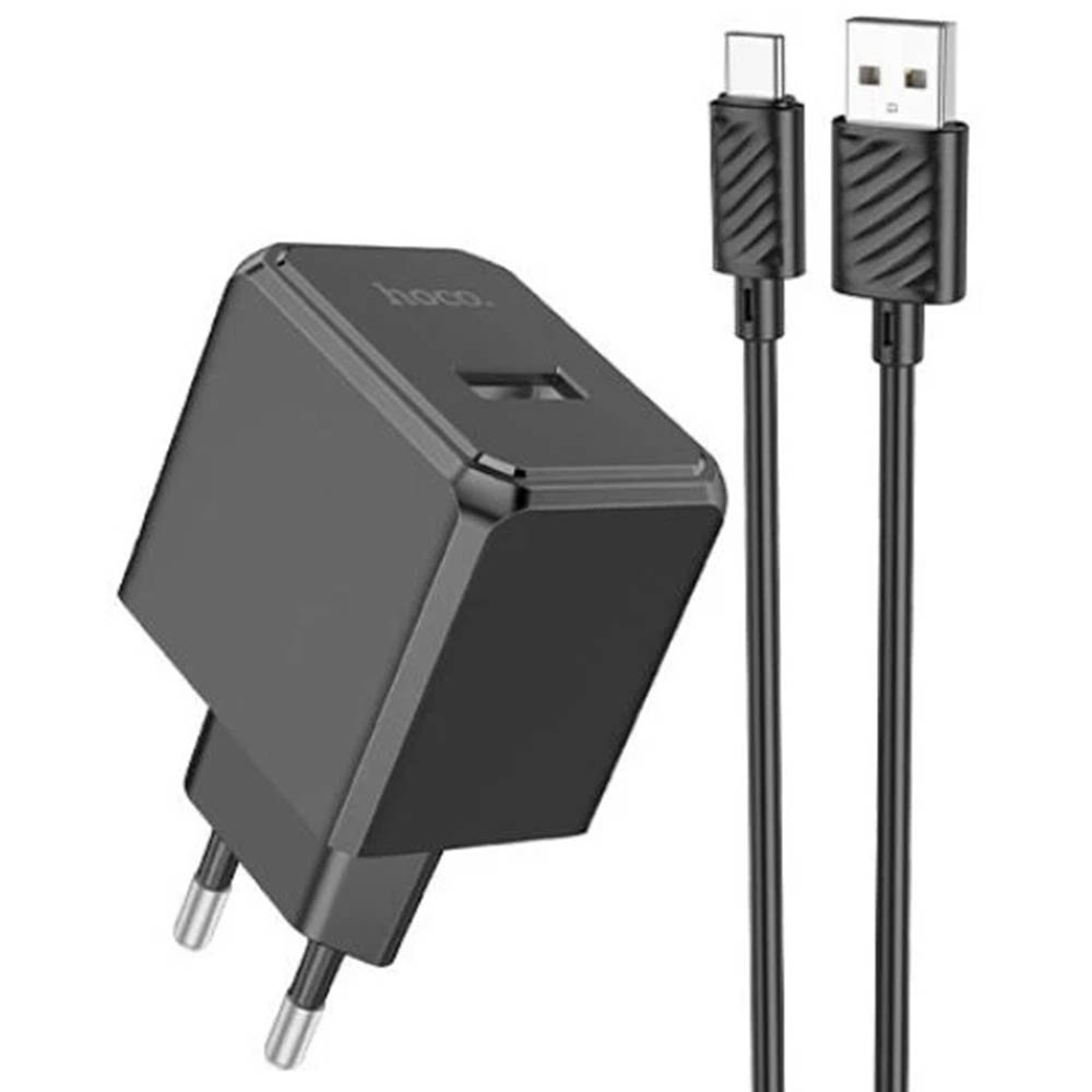 СЗУ (Сетевое зарядное устройство) с кабелем USB Type C HOCO CS11A, 10W, 1 USB, цвет черный СЗУ (Сетевое зарядное устройство) с кабелем USB Type C HOCO CS11A, 10W, 1 USB, цвет черный