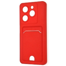 Чехол накладка BUTTON для TECNO Spark Go 2024, POP 8 защита камеры, силикон, отдел для карт, цвет красный