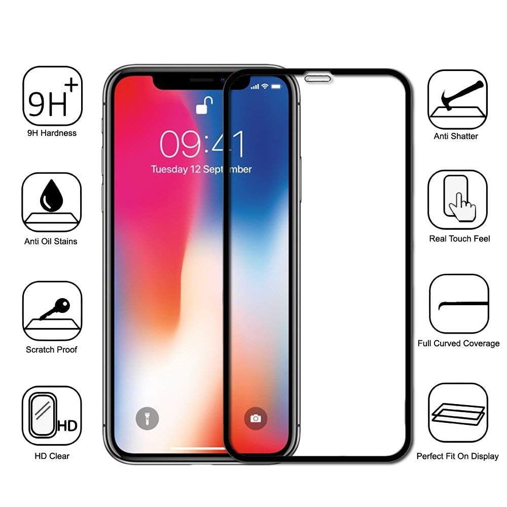 Защитное стекло Lito (премиальное качество) "5D" для APPLE iPhone MAX (6.5"), цвет канта чёрный.