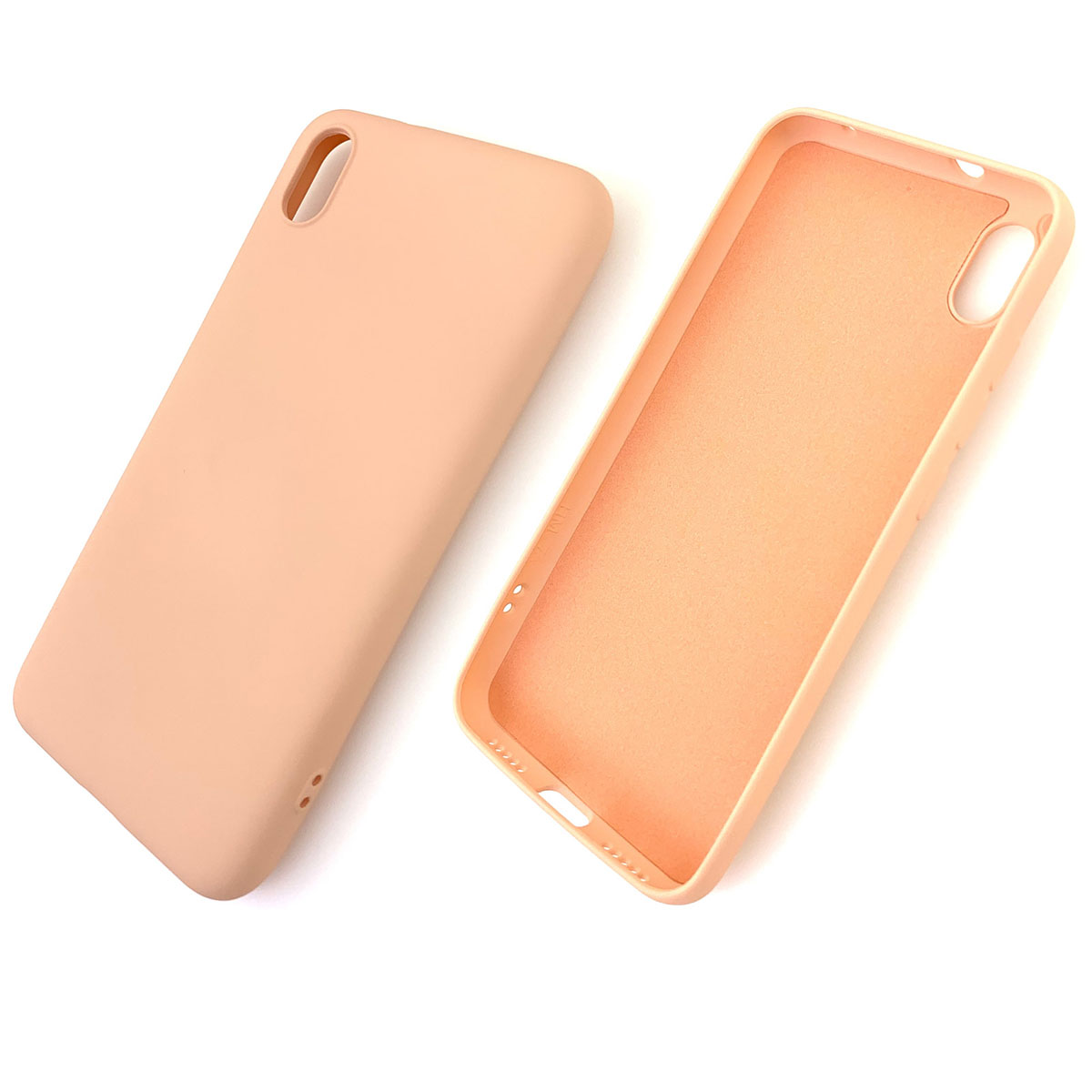 Чехол накладка для XIAOMI Redmi 7A, силикон, бархат, цвет персиковый.