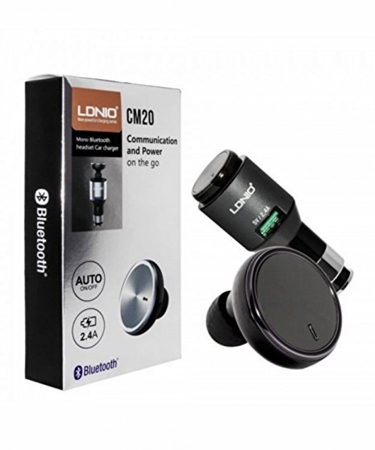 Bluetooth беспроводная гарнитура LDNIO CM20 со встроенной АЗУ с выходом USB 2,4A (черная/коробка). Bluetooth беспроводная гарнитура LDNIO CM20 со встроенной АЗУ с выходом USB 2,4A (черная/коробка).