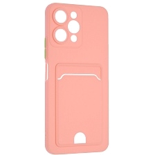 Чехол накладка BUTTON для XIAOMI Redmi 12 4G, защита камеры, силикон, отдел для карт, цвет розовый Чехол накладка BUTTON для XIAOMI Redmi 12 4G, защита камеры, силикон, отдел для карт, цвет розовый