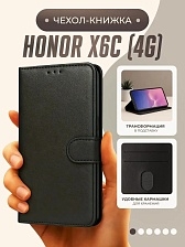 Чехол книжка CHL для Honor X6c, экокожа, визитница, цвет черный