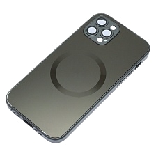 Чехол накладка с поддержкой MagSafe для APPLE iPhone 12 Pro (6.1"), защита камеры, силикон, пластик, цвет темно серый Чехол накладка с поддержкой MagSafe для APPLE iPhone 12 Pro (6.1"), защита камеры, силикон, пластик, цвет темно серый