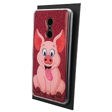 Чехол накладка для XIAOMI Redmi Note 4X, силикон, блестки, глянцевый, рисунок Розовый поросенок Чехол накладка для XIAOMI Redmi Note 4X, силикон, блестки, глянцевый, рисунок Розовый поросенок