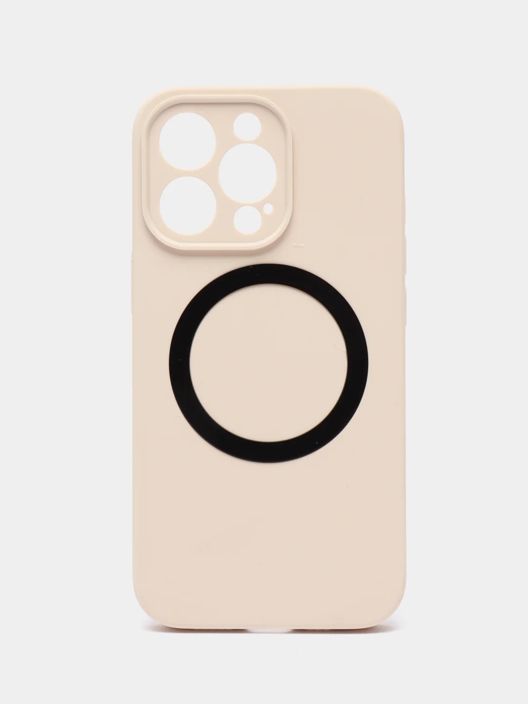 Чехол накладка Silicone Case для APPLE iPhone 13 Pro Max, с поддержкой MagSafe, защита камеры, силикон, бархат, цвет светло-бежевый
