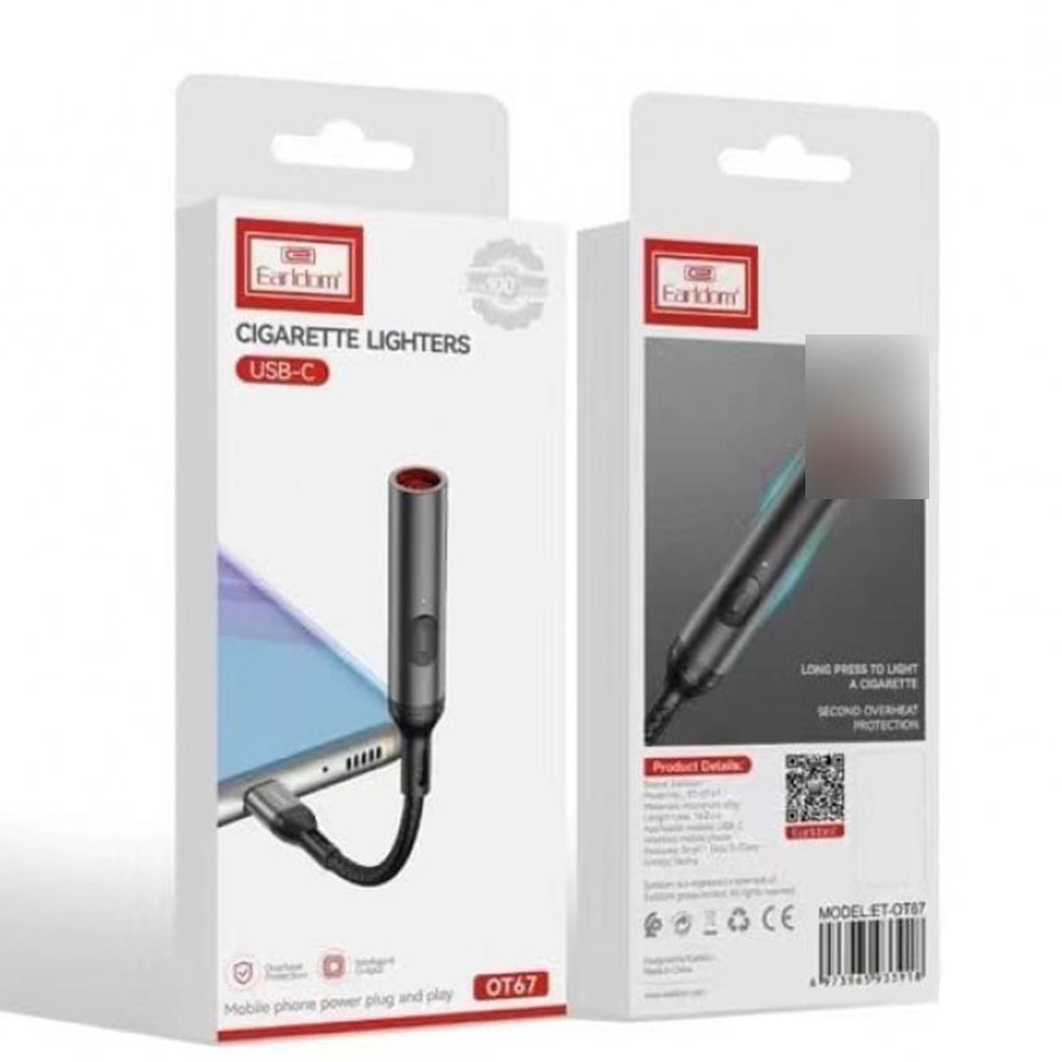 Электронная зажигалка EARLDOM ET-OT67, подключение Type-C, защита от перегрева | Все по 150