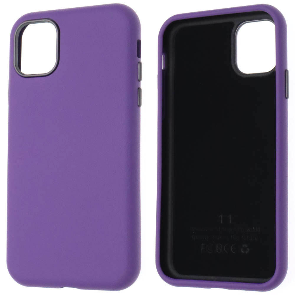 Чехол накладка для APPLE iPhone 11 (6.1"), силикон, пластик, текстура кожи, бархат, цвет сиреневый Чехол накладка для APPLE iPhone 11 (6.1"), силикон, пластик, текстура кожи, бархат, цвет сиреневый