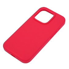 Чехол накладка Silicone Case для APPLE iPhone 15 Pro, бархатная подложка, цвет фуксия