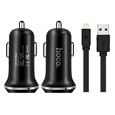 HOCO Z1 АЗУ (автомобильное зарядное устройство) 2 USB порта + Дата-кабель APPLE Lightning 8-pin 1 метр, чёрного цвета. HOCO Z1 АЗУ (автомобильное зарядное устройство) 2 USB порта + Дата-кабель APPLE Lightning 8-pin 1 метр, чёрного цвета.