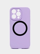Чехол накладка Silicone Case для APPLE iPhone 13 Pro Max, с поддержкой MagSafe, защита камеры, силикон, бархат, цвет сиреневый